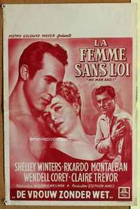 a096 MY MAN & I Belgian movie poster '52 Shelley Winters, Montalban