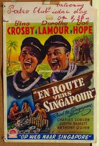 a128 ROAD TO SINGAPORE Belgian movie poster '40 Crosby, Hope, Lamour