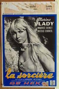 a045 BLONDE WITCH Belgian movie poster '55 sexy Marina Vlady portrait!