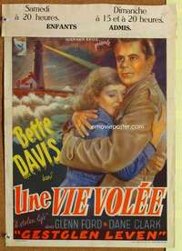 a145 STOLEN LIFE Belgian movie poster '46 Bette Davis, Glenn Ford