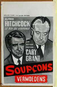 a146 SUSPICION Belgian movie poster R60s Hitchcock, Cary Grant