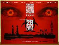 a319 28 DAYS LATER DS advance British quad movie poster '03 zombies!