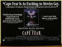 a332 CAPE FEAR British quad movie poster '91 Robert De Niro, Nolte