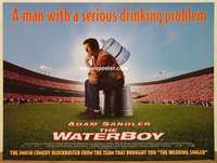 a391 WATERBOY DS British quad movie poster '98 Adam Sandler, football!
