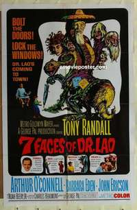 b014 7 FACES OF DR LAO one-sheet movie poster '64 Tony Randall, cool art!