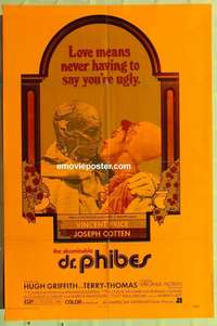 b021 ABOMINABLE DR PHIBES one-sheet movie poster '71 AIP, orange dayglo!