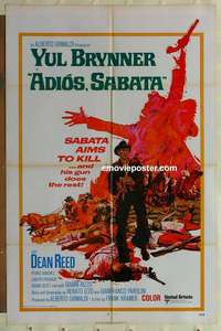 b026 ADIOS SABATA int'l one-sheet movie poster '71 Yul Brynner aims to kill!