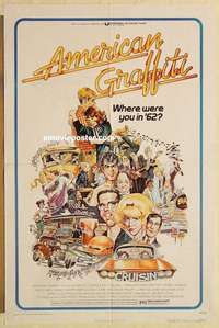 b041 AMERICAN GRAFFITI one-sheet movie poster '73 George Lucas