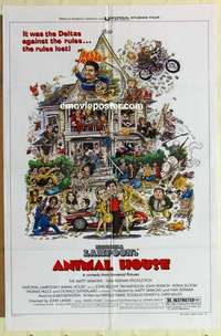 b050 ANIMAL HOUSE style B one-sheet movie poster '78 John Belushi, Landis
