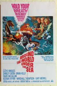 b061 AROUND THE WORLD UNDER THE SEA one-sheet movie poster '66 Bridges