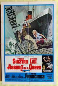 b063 ASSAULT ON A QUEEN one-sheet movie poster '66 Frank Sinatra, Lisi