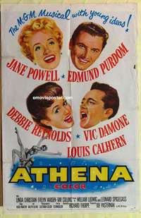 b065 ATHENA one-sheet movie poster '54 Jane Powell, Debbie Reynolds