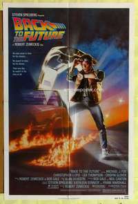 b071 BACK TO THE FUTURE one-sheet movie poster '85 Michael J. Fox, Struzan