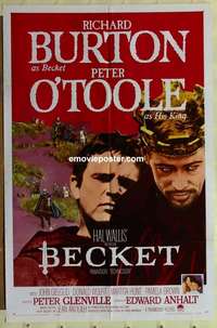 b087 BECKET style A one-sheet movie poster '64 Richard Burton, Peter O'Toole