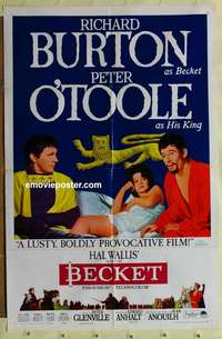 b088 BECKET style B one-sheet movie poster '64 Richard Burton, Peter O'Toole