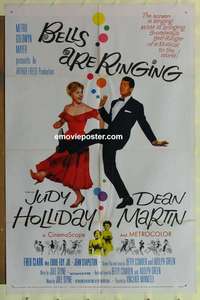 b090 BELLS ARE RINGING one-sheet movie poster '60 Judy Holliday, Martin