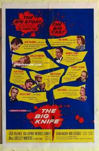 b096 BIG KNIFE one-sheet movie poster '55 Jack Palance, Ida Lupino, Winters