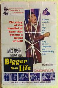 b102 BIGGER THAN LIFE one-sheet movie poster '56 Nicholas Ray, drugs!