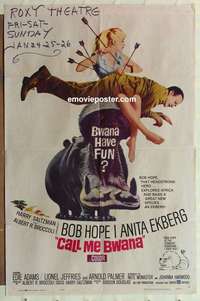 b132 CALL ME BWANA one-sheet movie poster '63 Bob Hope, Anita Ekberg