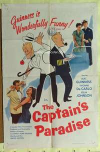 b135 CAPTAIN'S PARADISE one-sheet movie poster '53 Alec Guinness, de Carlo