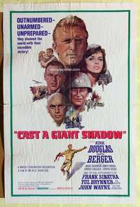 b148 CAST A GIANT SHADOW one-sheet movie poster '66 Kirk Douglas, Wayne