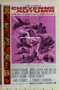 b159 CHEYENNE AUTUMN one-sheet movie poster '64 John Ford, Richard Widmark