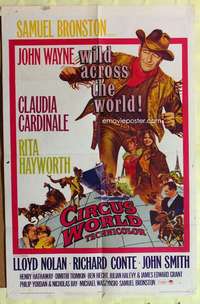 b167 CIRCUS WORLD one-sheet movie poster '65 John Wayne, Claudia Cardinale
