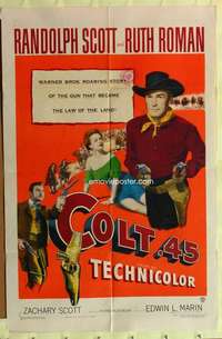b181 COLT .45 one-sheet movie poster '50 Randolph Scott, Zachary Scott
