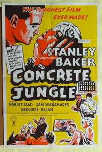 b202 CRIMINAL Canadian one-sheet movie poster '60 Stanley Baker, Saad