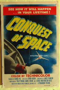 b190 CONQUEST OF SPACE one-sheet movie poster '55 George Pal sci-fi!