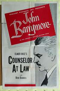 b192 COUNSELLOR AT LAW one-sheet movie poster R53 Wyler, John Barrymore