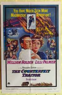 b193 COUNTERFEIT TRAITOR one-sheet movie poster '62 William Holden, Palmer