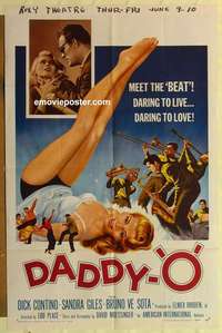 b207 DADDY-O one-sheet movie poster '59 great sexy girl beatnik image!