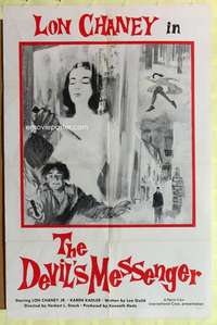 b231 DEVIL'S MESSENGER one-sheet movie poster '61 Lon Chaney Jr, cool art!