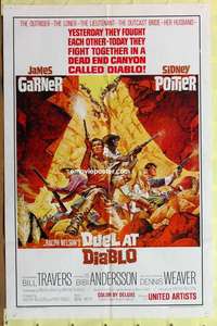 b247 DUEL AT DIABLO one-sheet movie poster '66 Sidney Poitier, James Garner