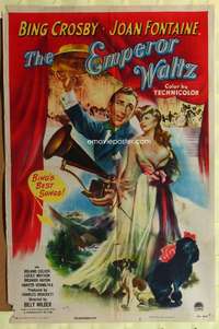 b255 EMPEROR WALTZ one-sheet movie poster '48 Bing Crosby, Joan Fontaine