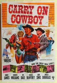b145 CARRY ON COWBOY English one-sheet movie poster '65 sexy western!