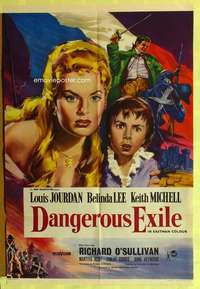 b210 DANGEROUS EXILE English one-sheet movie poster '58 sexy Belinda Lee!