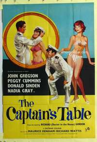 b136 CAPTAIN'S TABLE English one-sheet movie poster '60 sexy Peggy Cummins!