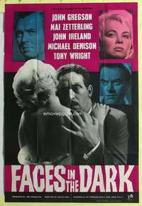 b272 FACES IN THE DARK English one-sheet movie poster '60 David Eady