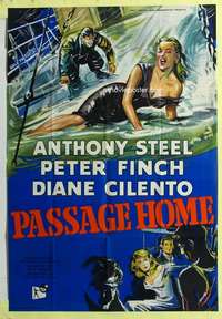 b652 PASSAGE HOME English one-sheet movie poster '55 Peter Finch, Cilento