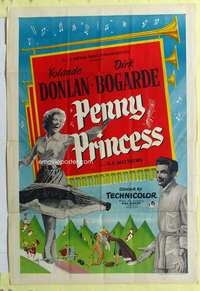 b659 PENNY PRINCESS English one-sheet movie poster '53 Dirk Bogarde, Donlan