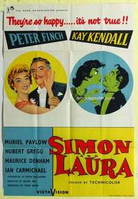 b773 SIMON & LAURA English one-sheet movie poster '55 Peter Finch, Kendall