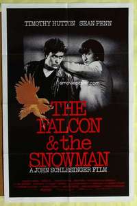 b273 FALCON & THE SNOWMAN one-sheet movie poster '85 Sean Penn, Hutton