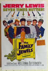 b274 FAMILY JEWELS one-sheet movie poster '65 Jerry Lewis, Donna Butterworth