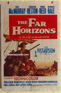 b278 FAR HORIZONS one-sheet movie poster '55 MacMurray, Charlton Heston