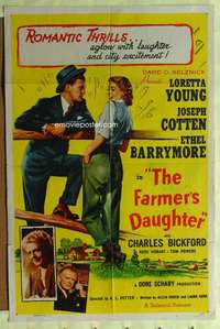 b280 FARMER'S DAUGHTER one-sheet movie poster R54 Loretta Young, Cotten