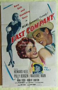 b283 FAST COMPANY one-sheet movie poster '53 racy gals & gambling guys!