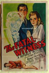 b288 FATAL WITNESS one-sheet movie poster '45 Evelyn Ankers, Richard Fraser