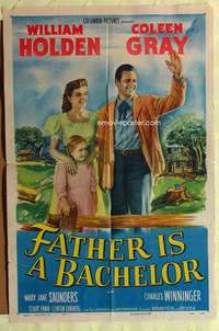 b290 FATHER IS A BACHELOR one-sheet movie poster '50 William Holden, Gray
